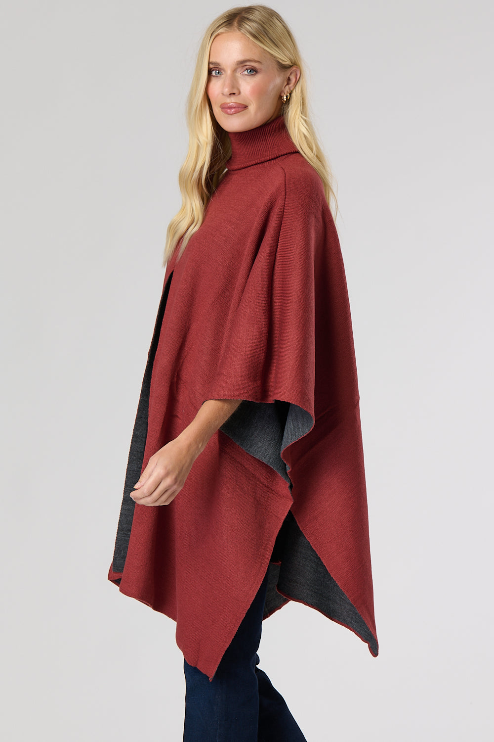 Knitted Split Front Poncho For Women