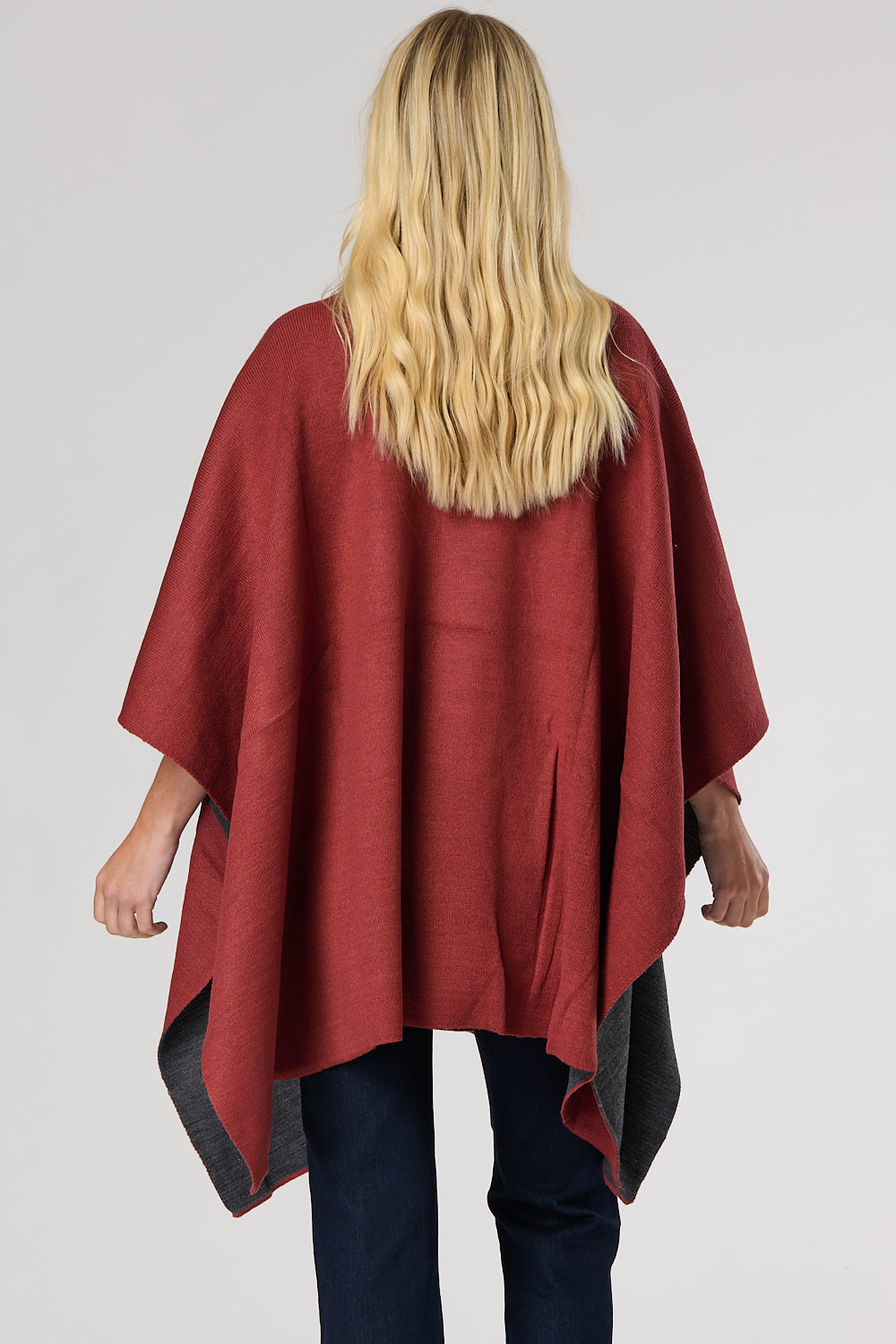 Knitted Split Front Poncho For Women
