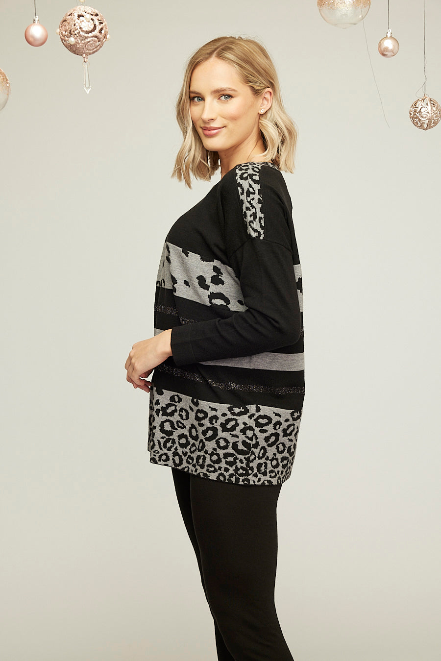 Animal Printed Colour Block Jumper For Women