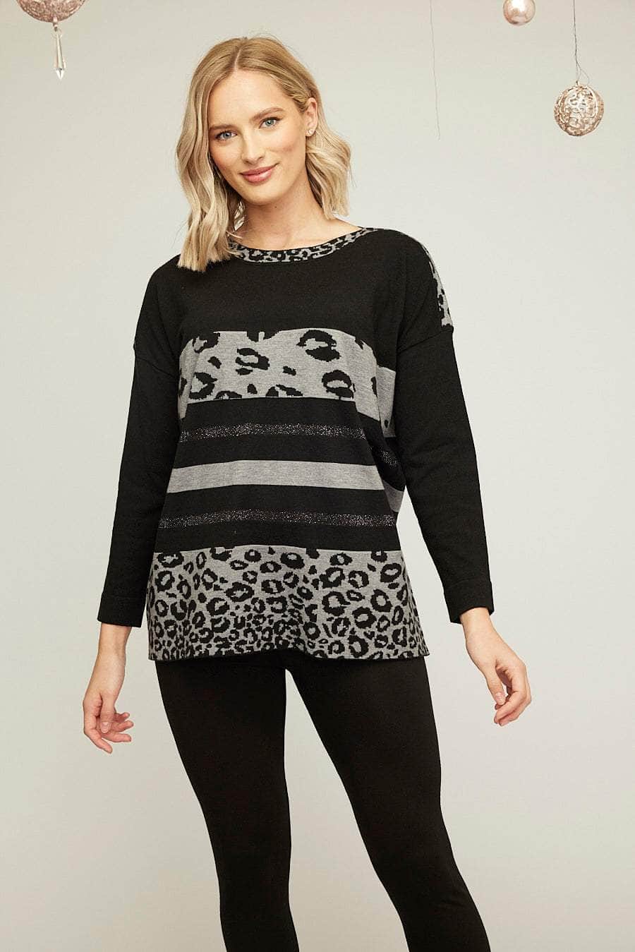 Animal Printed Colour Block Jumper For Women