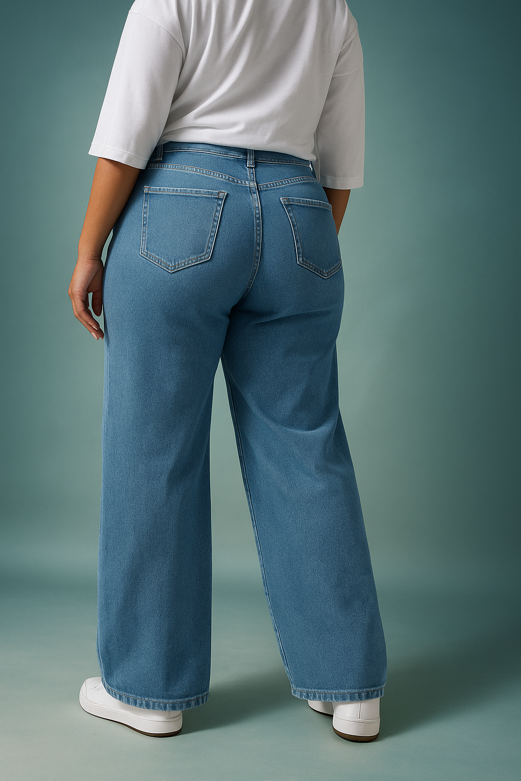 Chic Wide Leg Jeans with Delicate Daisy Embroidery