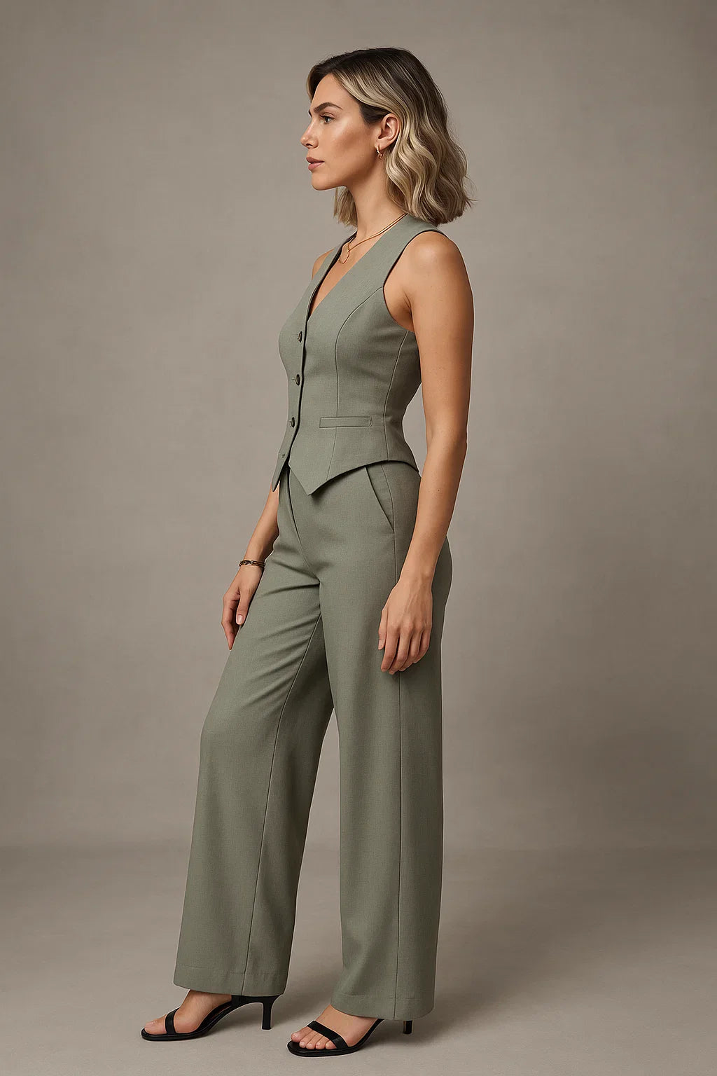 Sharp & Stylish 2-Piece Vest Suit Set