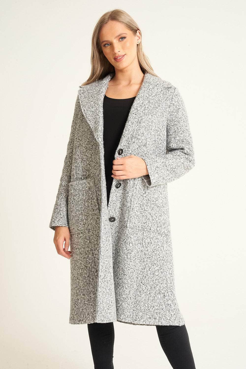 Evesia Button Up Winter Coat with Pockets