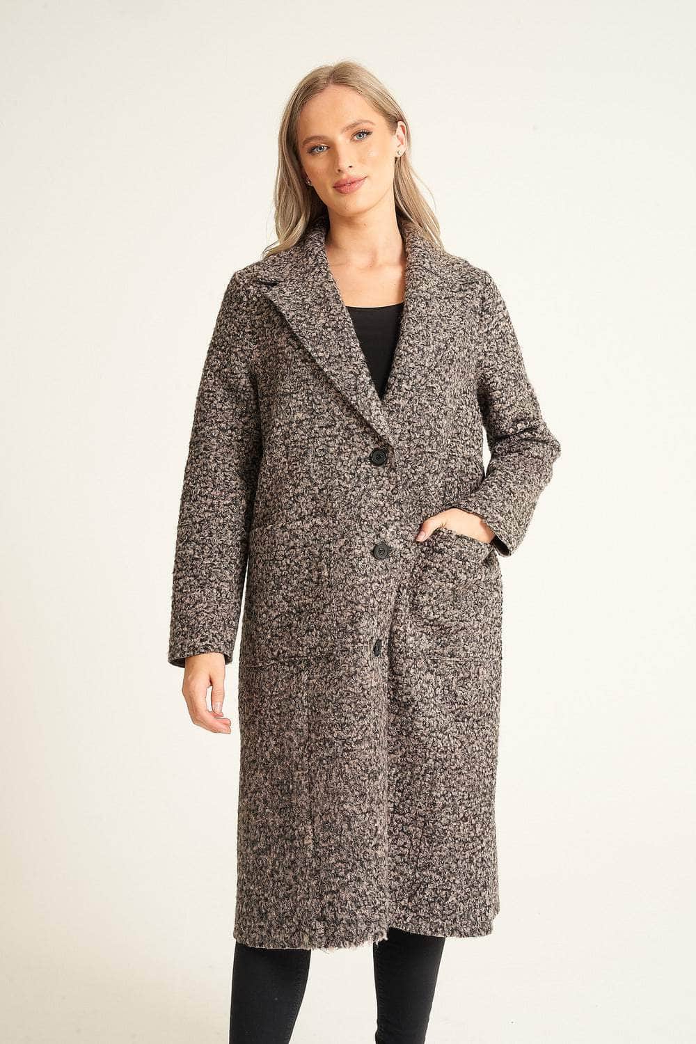 Evesia Button Up Winter Coat with Pockets