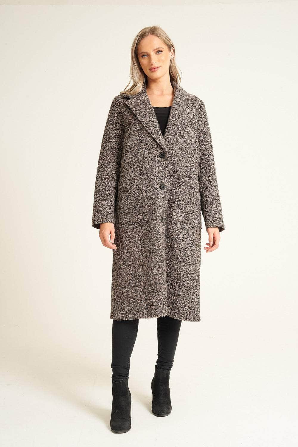 Evesia Button Up Winter Coat with Pockets