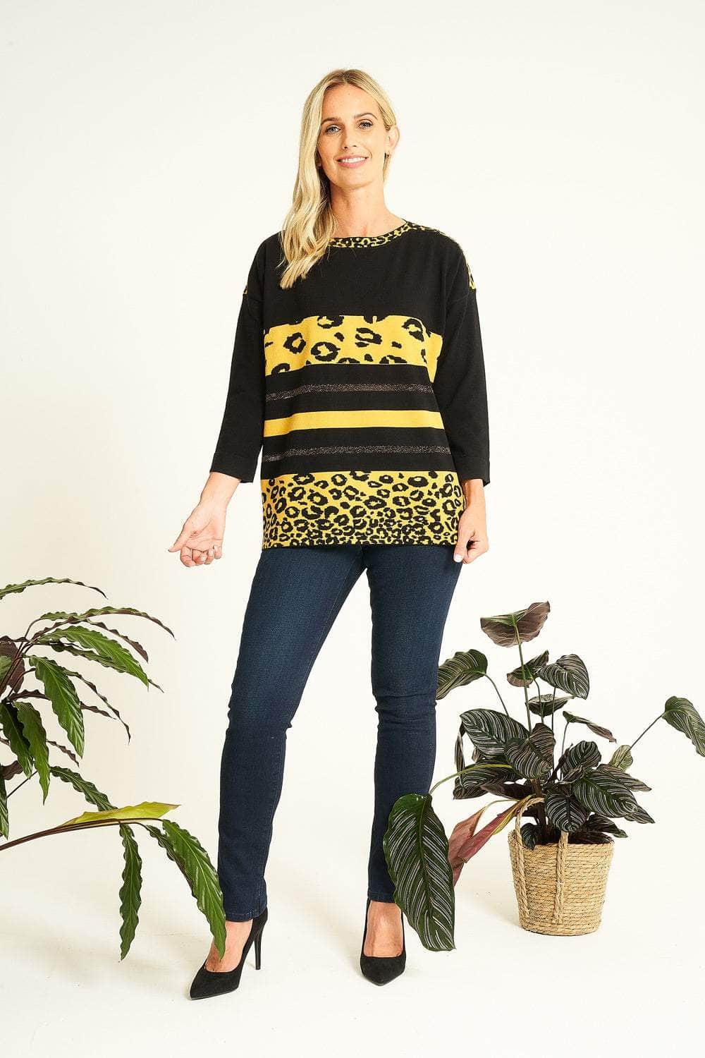 Animal Printed Colour Block Jumper For Women