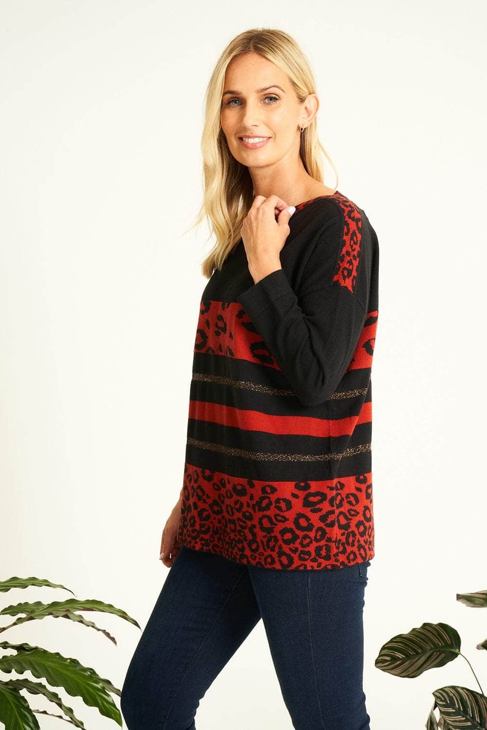 Animal Printed Colour Block Jumper For Women