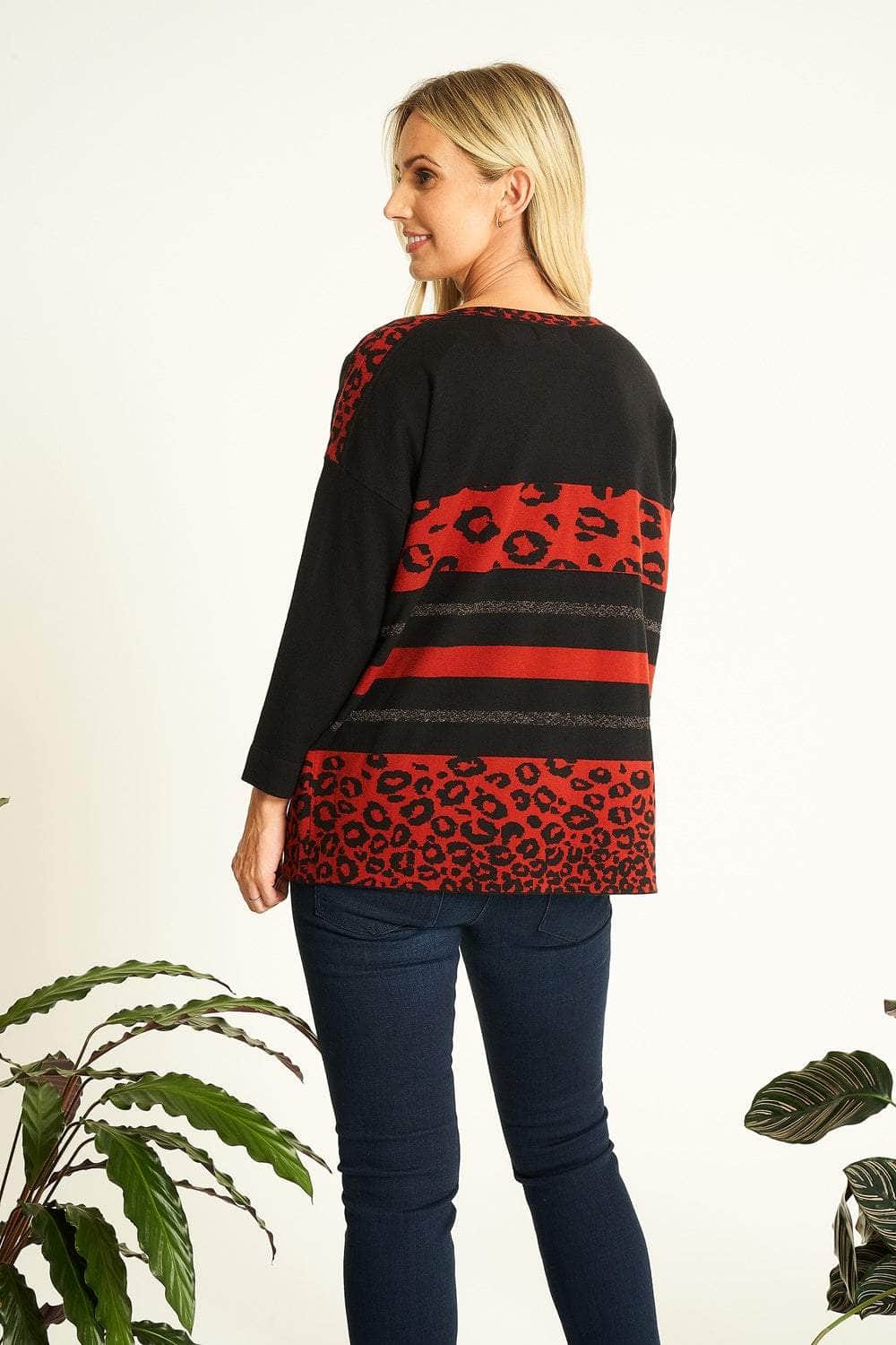 Animal Printed Colour Block Jumper For Women