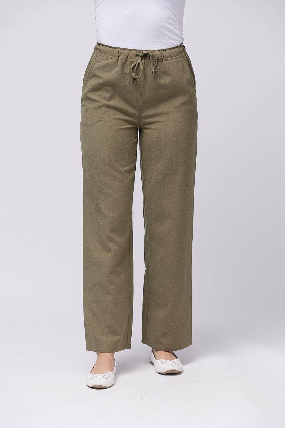 Wide-Leg Elasticated Waistband Trousers For Women