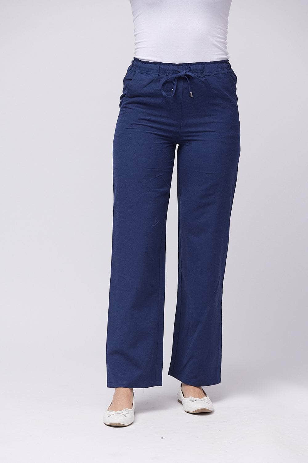 Wide-Leg Elasticated Waistband Trousers For Women