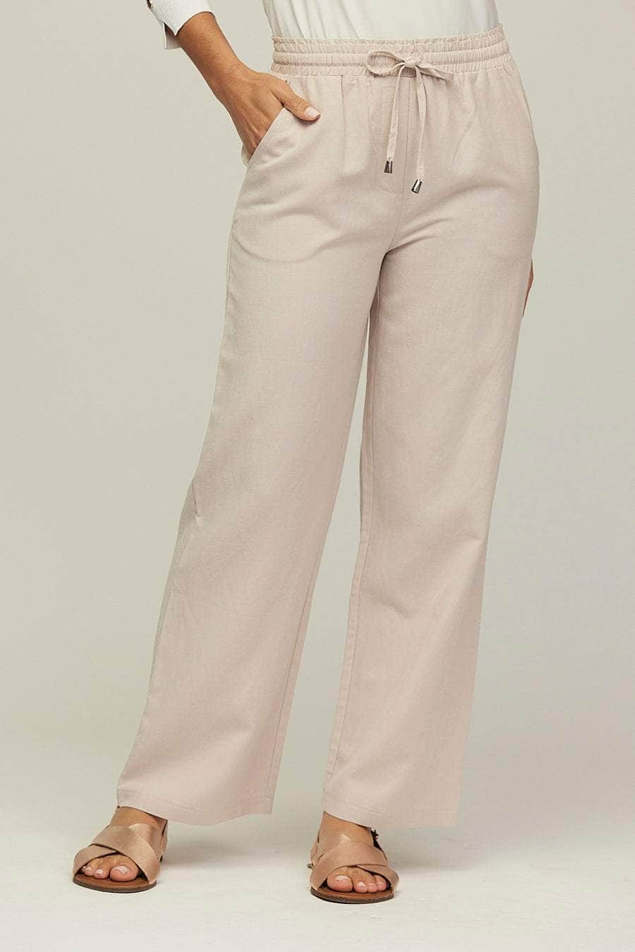 Wide-Leg Elasticated Waistband Trousers For Women