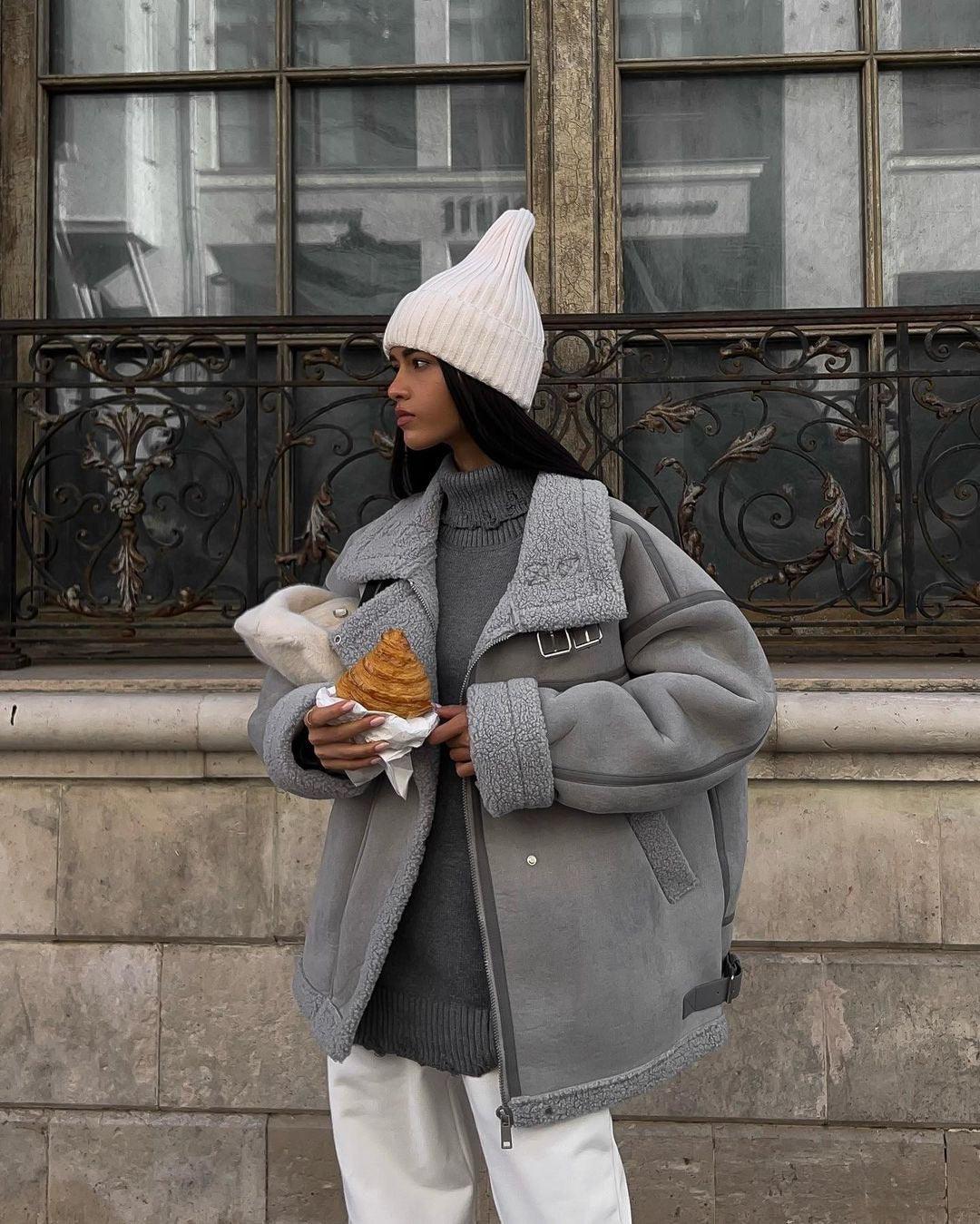 Ultimate Winter Style – Women’s Luxury Shearling Aviator Jacket
