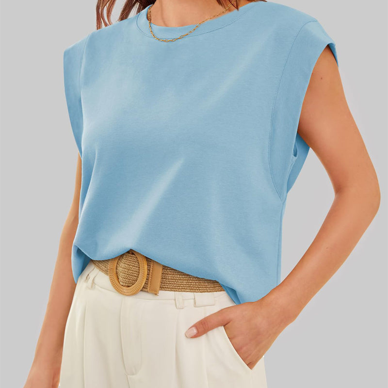 Effortless Cap Sleeve Round Neck Top