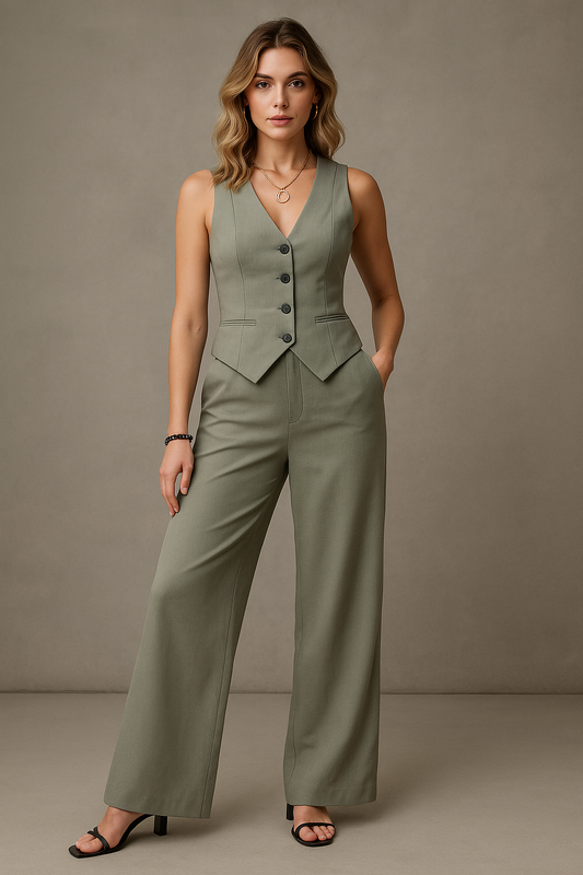 Sharp & Stylish 2-Piece Vest Suit Set