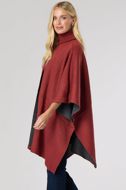 Knitted Split Front Poncho For Women