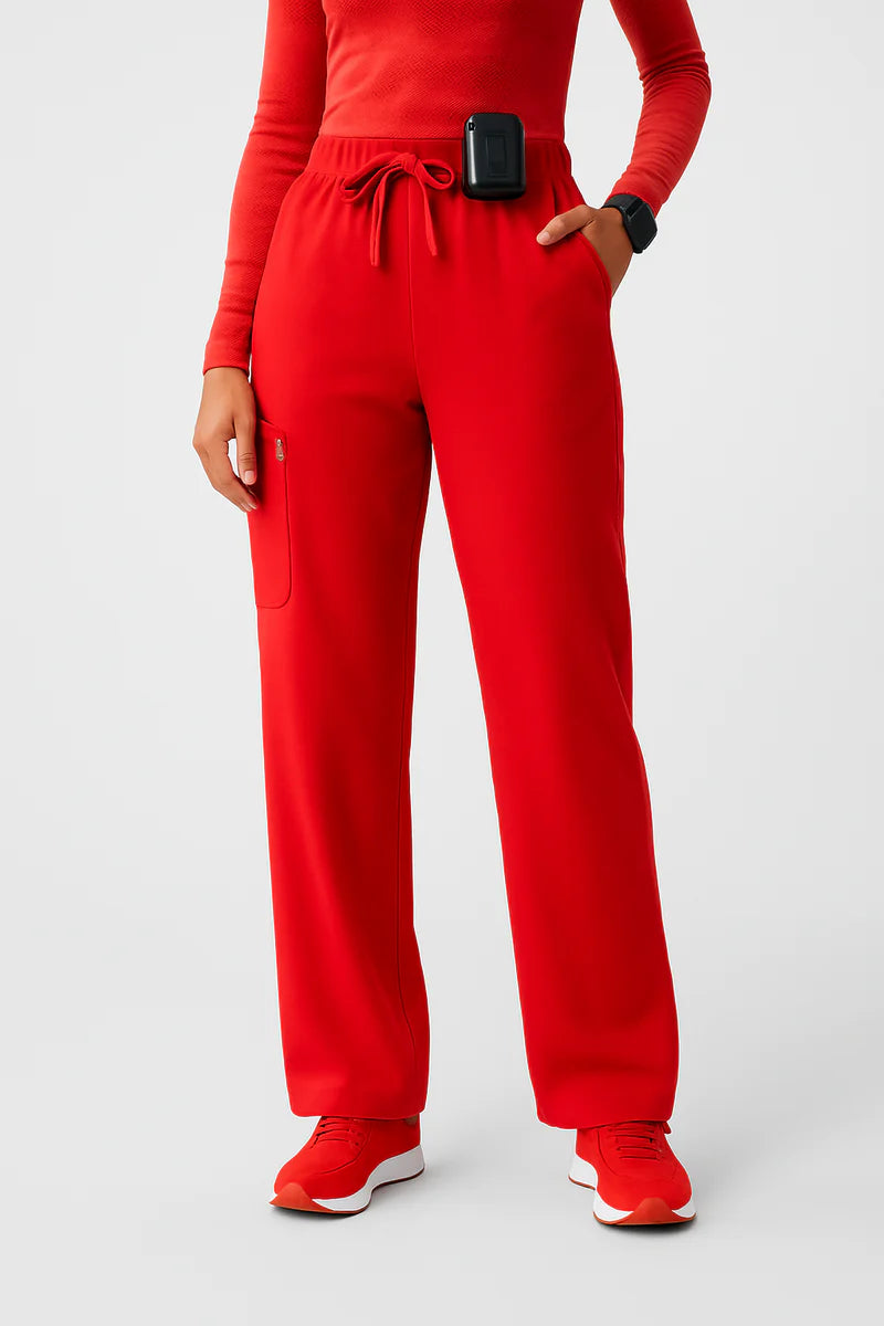 Isabel High Waist Scrub Trousers with Wide Legs