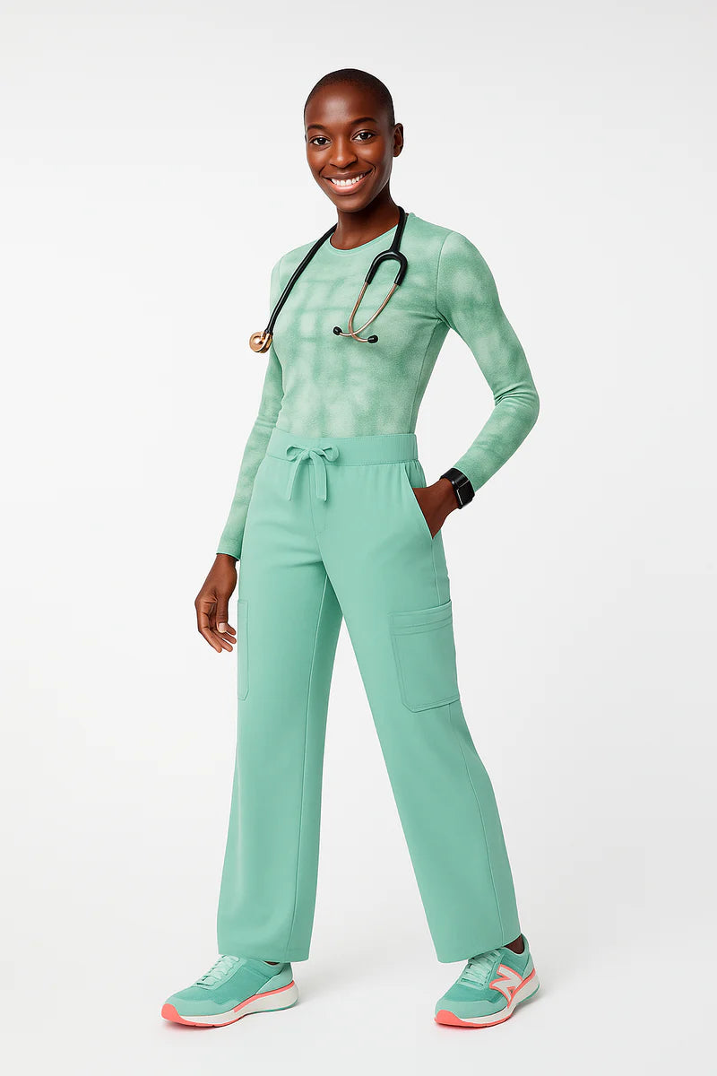 Isabel High Waist Scrub Trousers with Wide Legs
