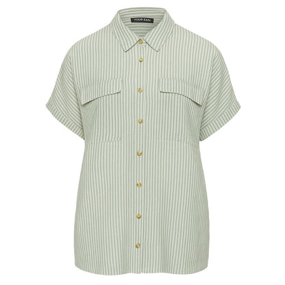 YOURS Curve Black Stripe Linen Trendy Shirt