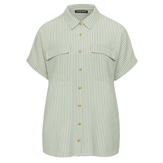 YOURS Curve Black Stripe Linen Trendy Shirt