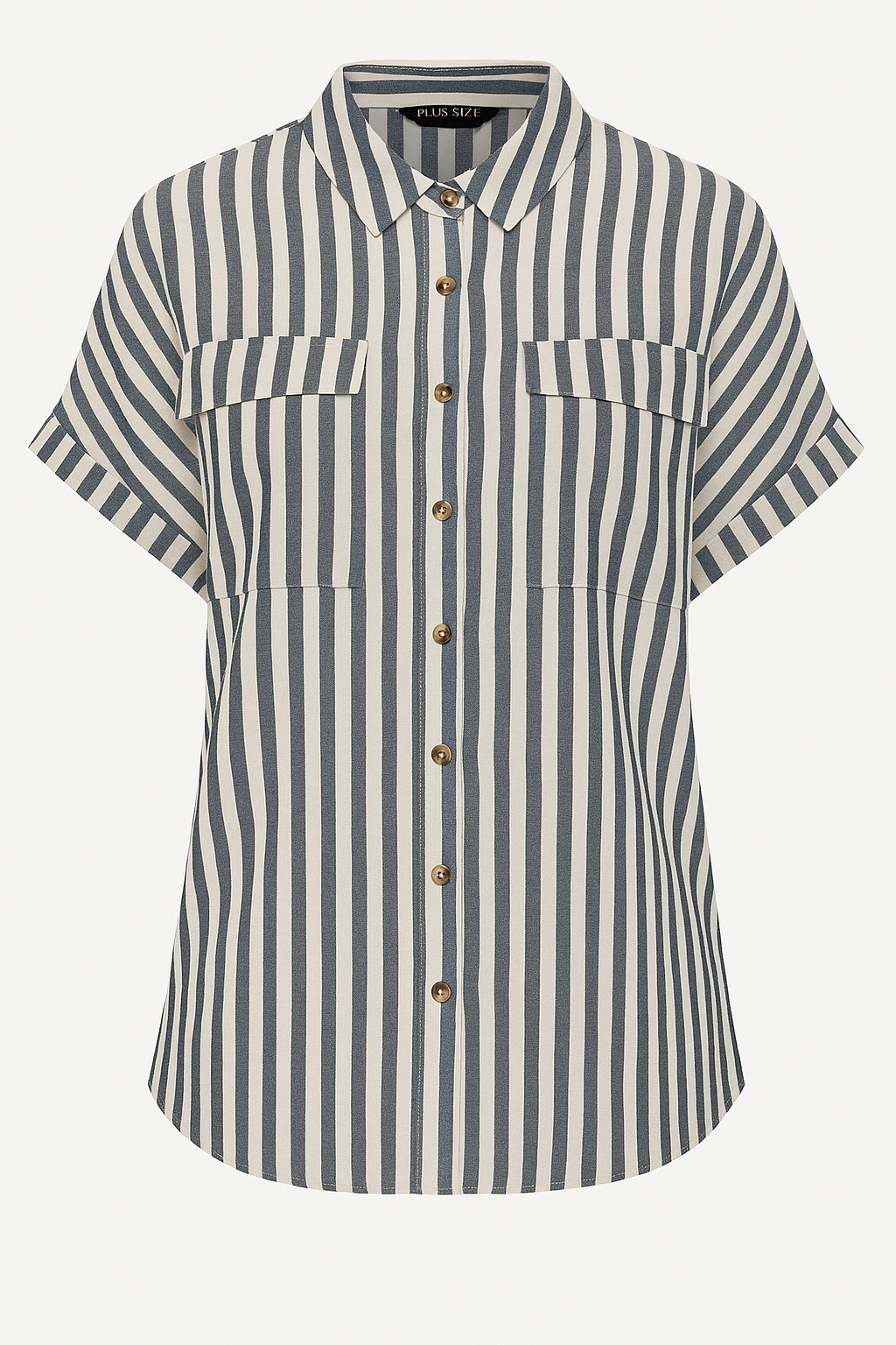 YOURS Curve Black Stripe Linen Trendy Shirt