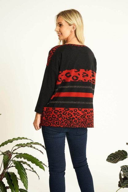 Animal Printed Colour Block Jumper For Women