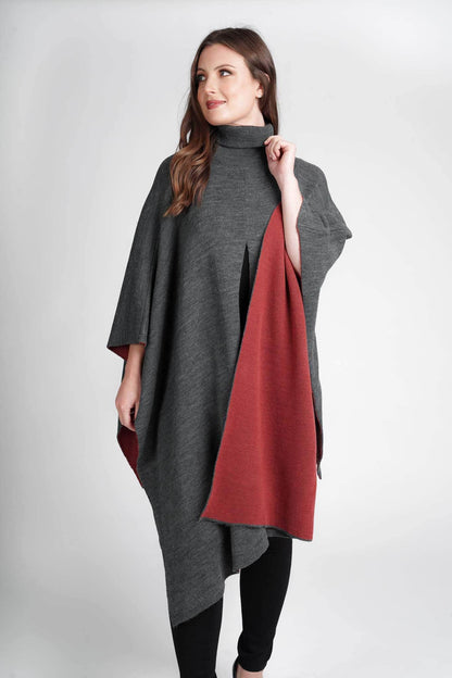 Knitted Split Front Poncho For Women