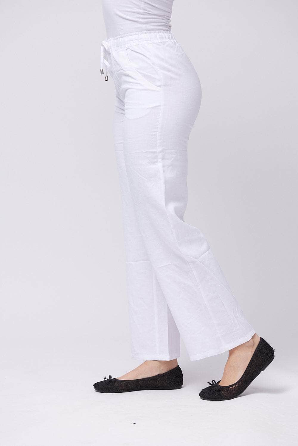 Wide-Leg Elasticated Waistband Trousers For Women