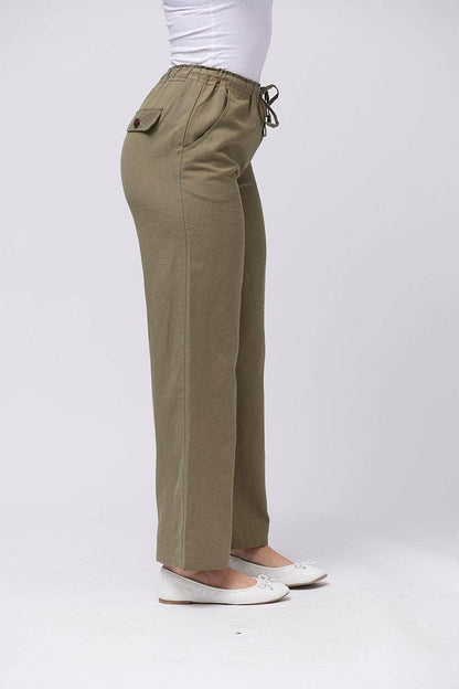 Wide-Leg Elasticated Waistband Trousers For Women