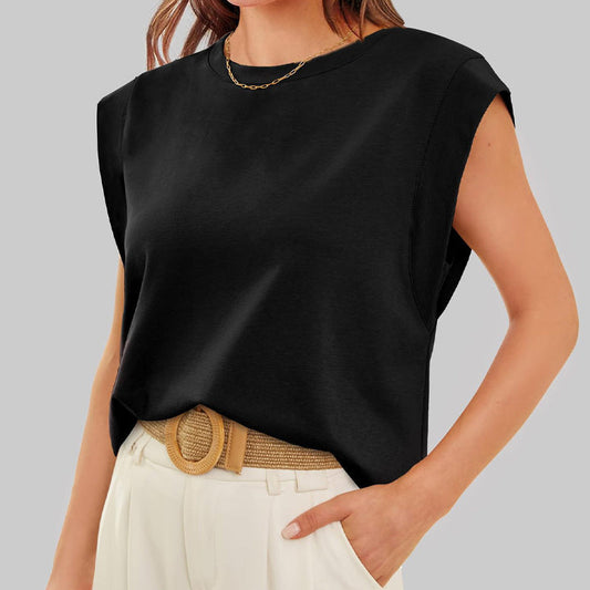 Effortless Cap Sleeve Round Neck Top