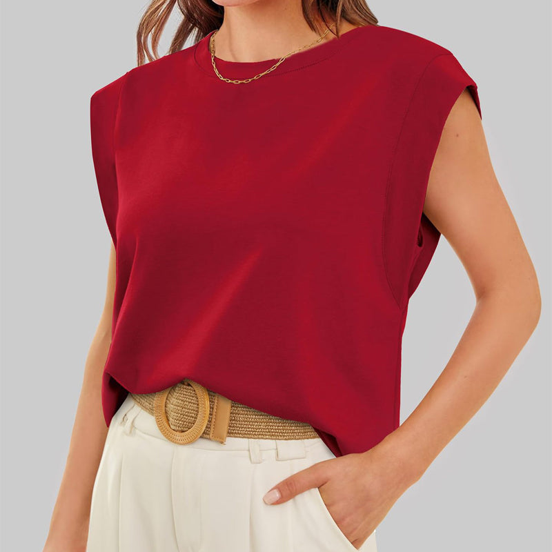 Effortless Cap Sleeve Round Neck Top