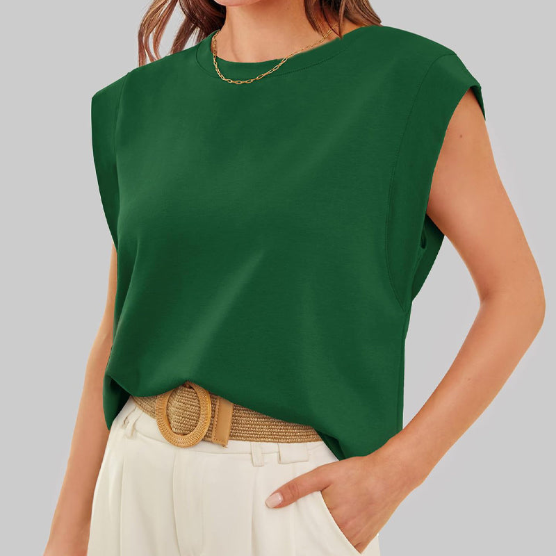 Effortless Cap Sleeve Round Neck Top
