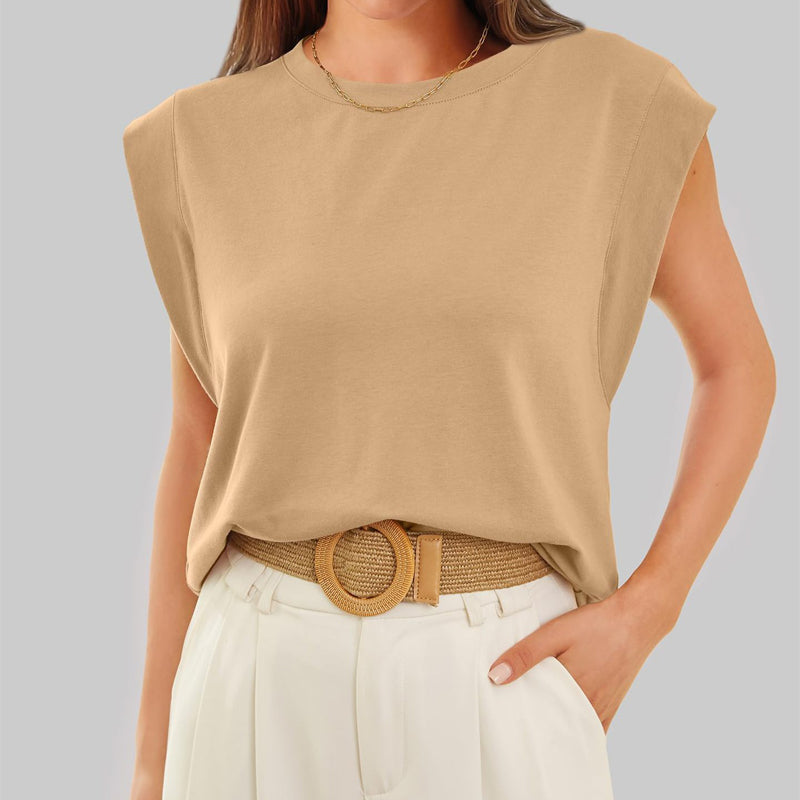 Effortless Cap Sleeve Round Neck Top